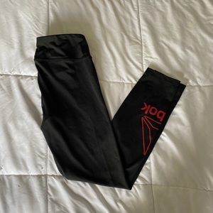 Reebok Black High Waist Leggings with Red Logo